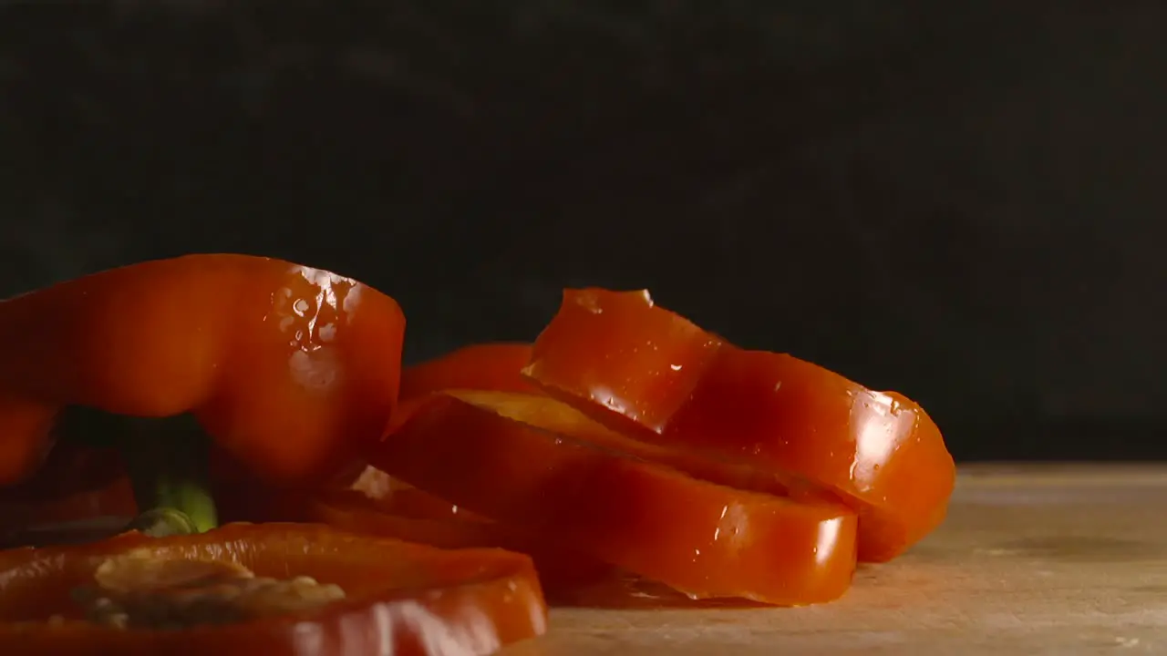 Sliced Red Pepper Slow Motion