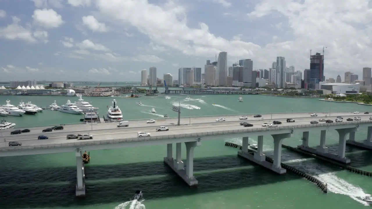 Bridge With View Of Miami In Background