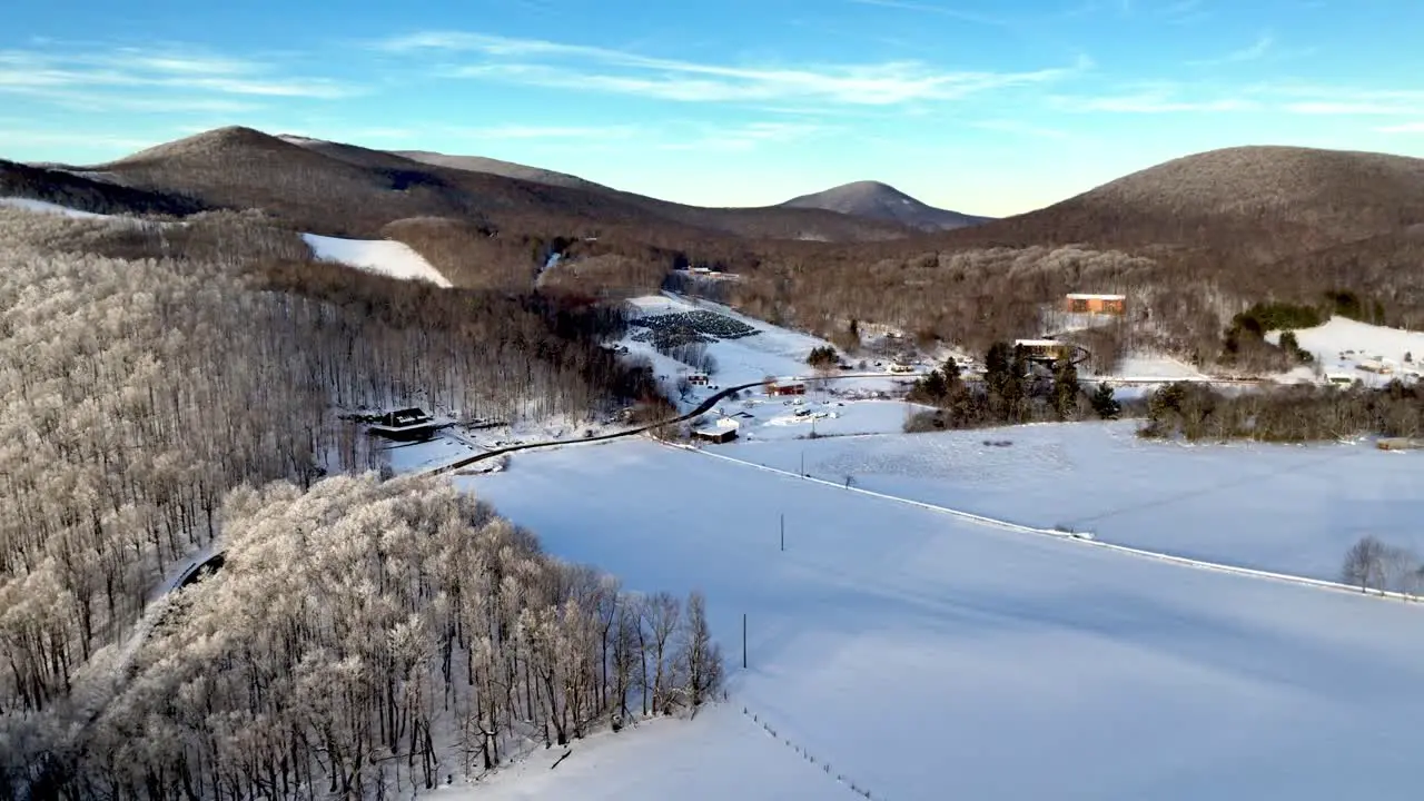 snow scenes in snow aerial near boone and blowing rock nc north carolina