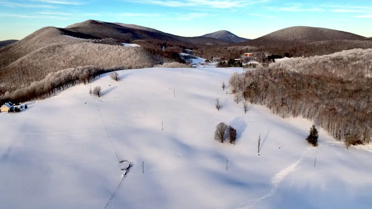 snow covered field aerial near boone nc north carolina