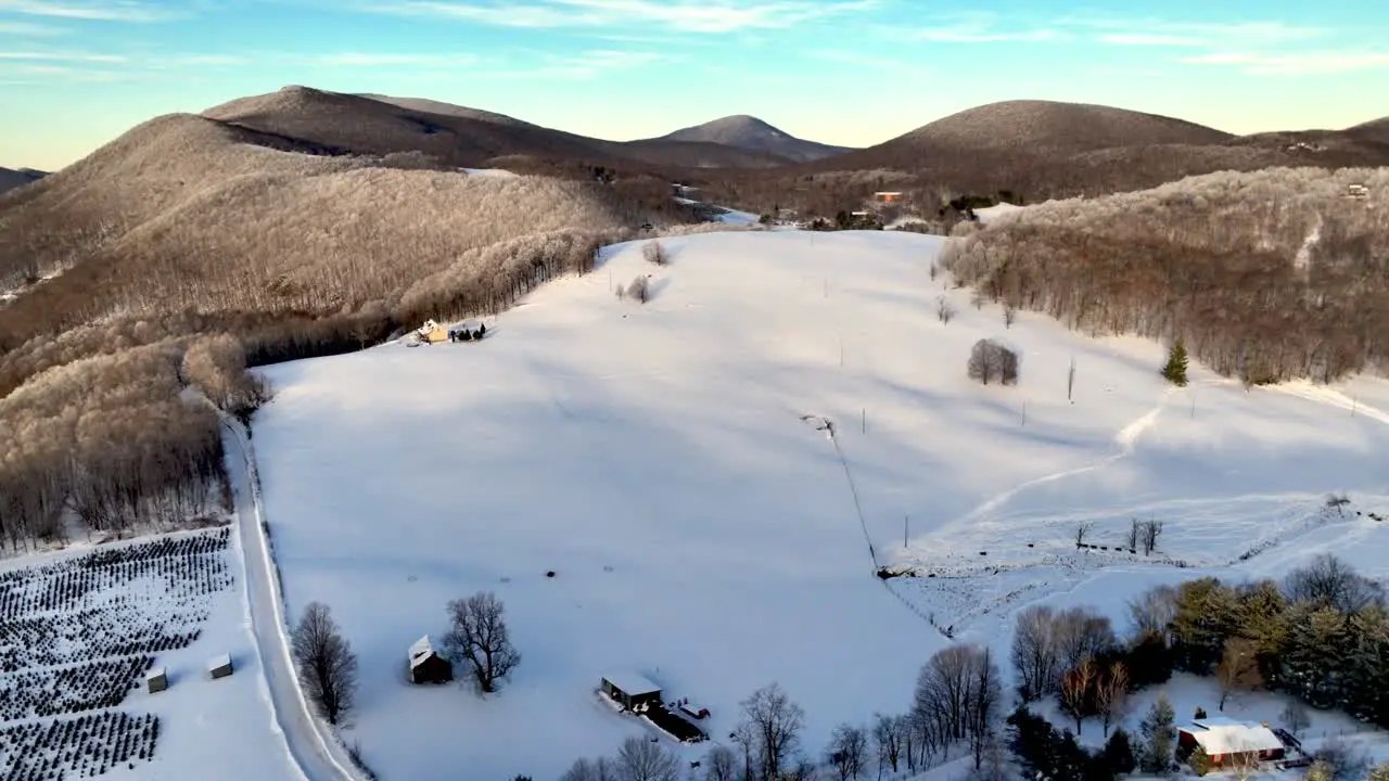 aerial orbit snow scene near boone nc north carolina