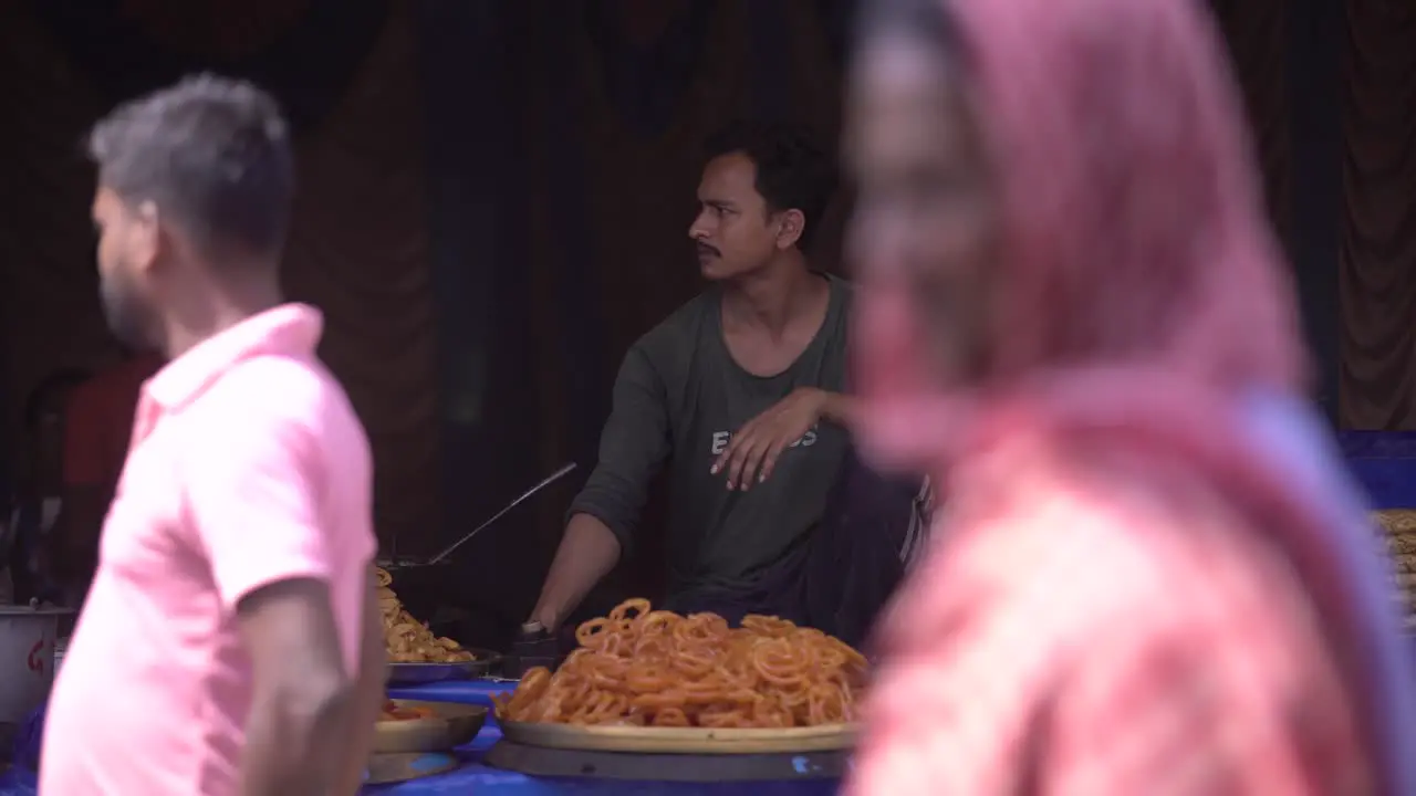 Vendors are selling various food items in the fair premises