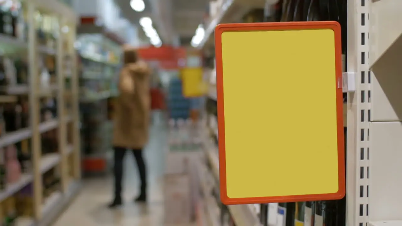 Empty advertising board in the supermarket