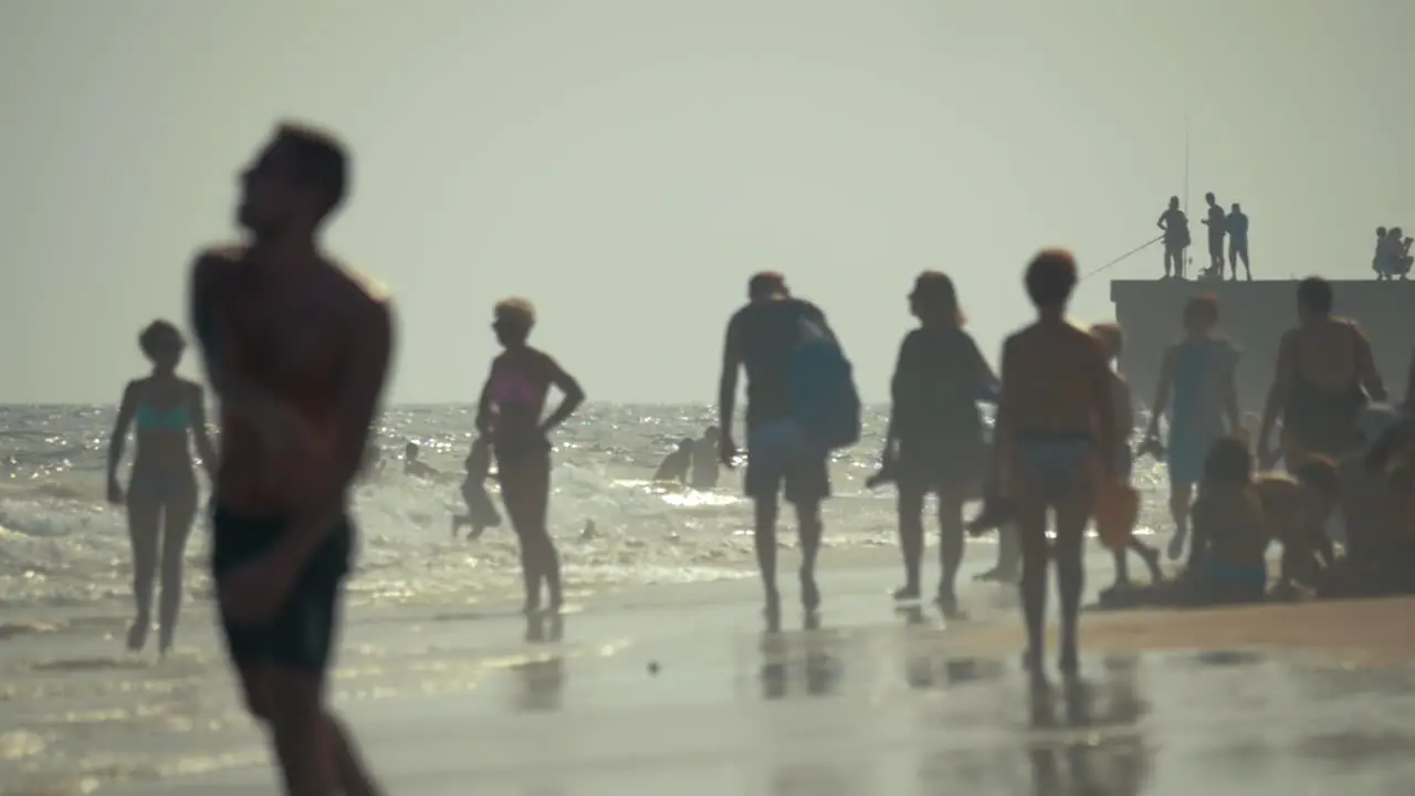 People at the seaside on hot day