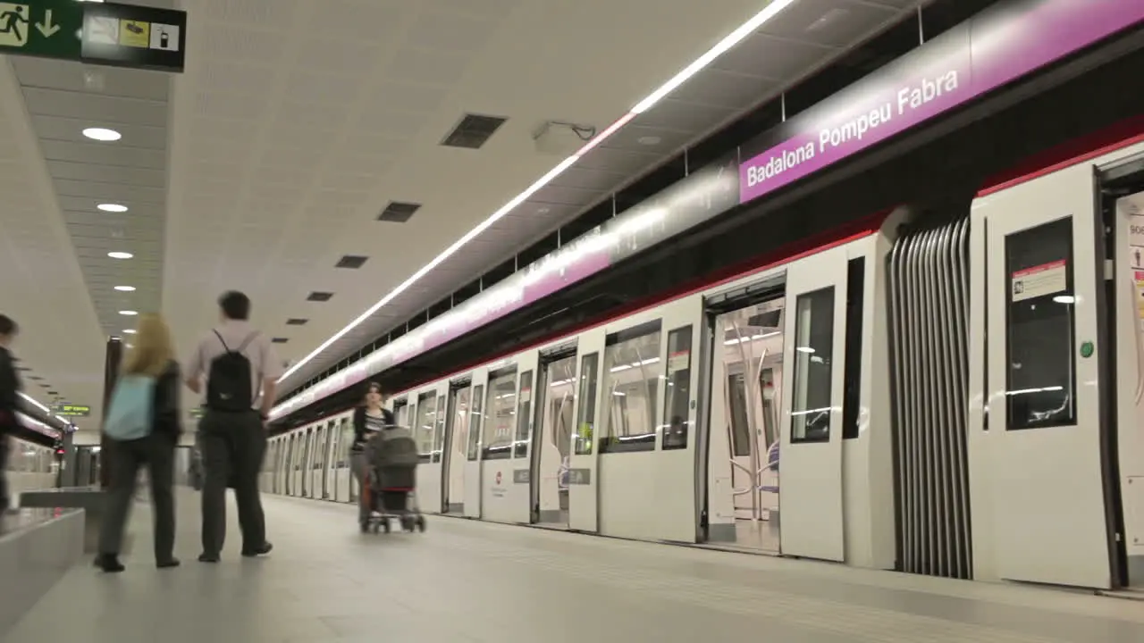 Time lapse subway and passengers