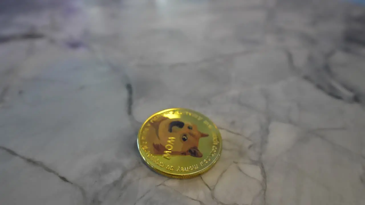 Doge coin wobble slow motion 3 of 3