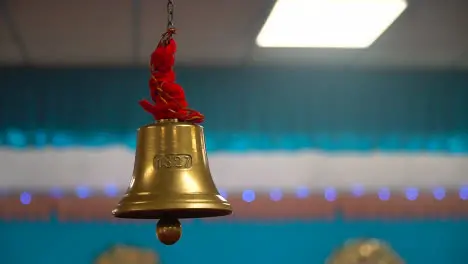 Close Up Of Ghenti Bell At Hindu Temple At Havan Ceremony