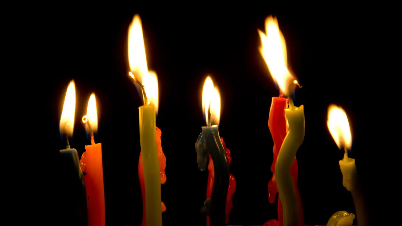 Color candles burning timelapse