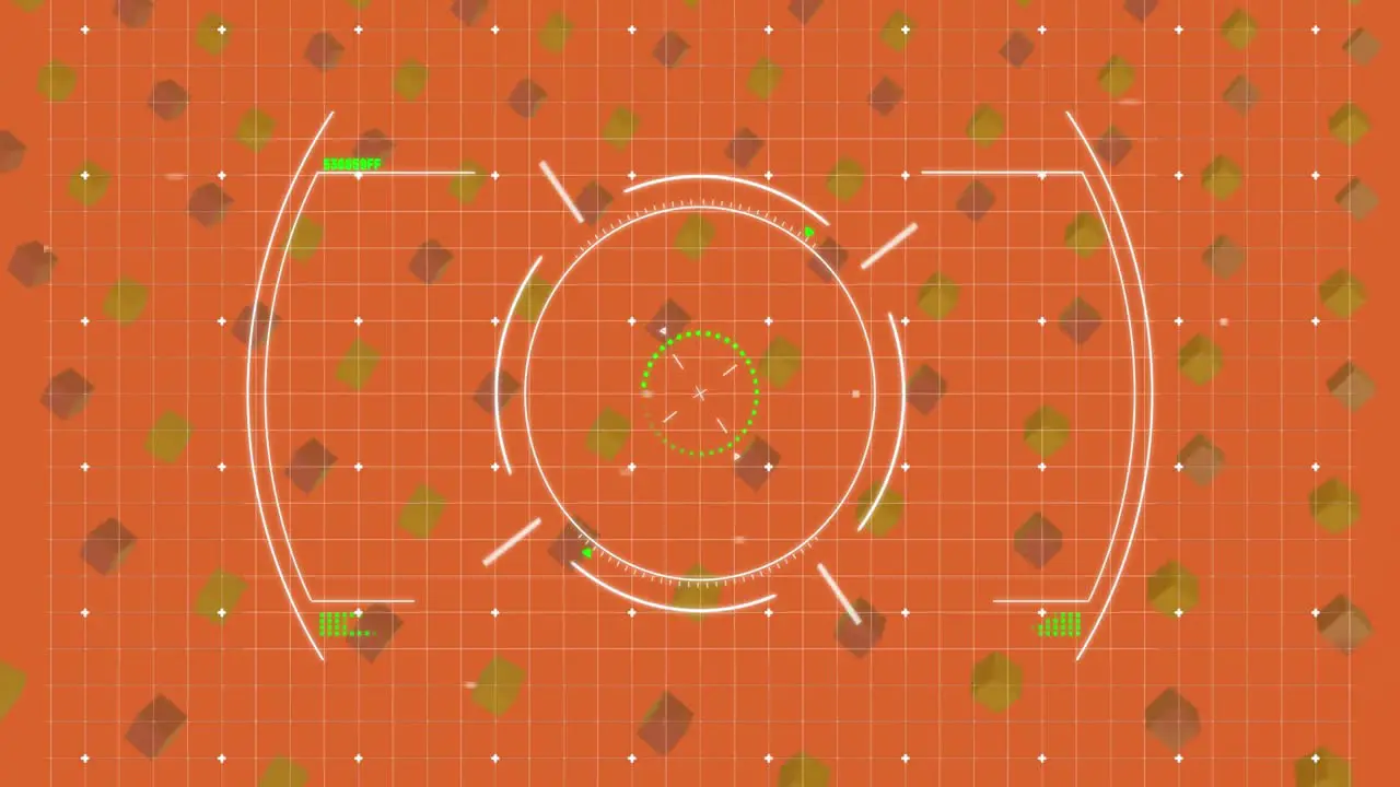 Animation of scope scanning pattern moving on seamless loop on orange background