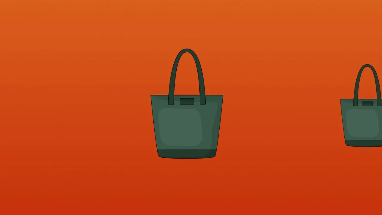 Animation of blue tote handbags on orange background