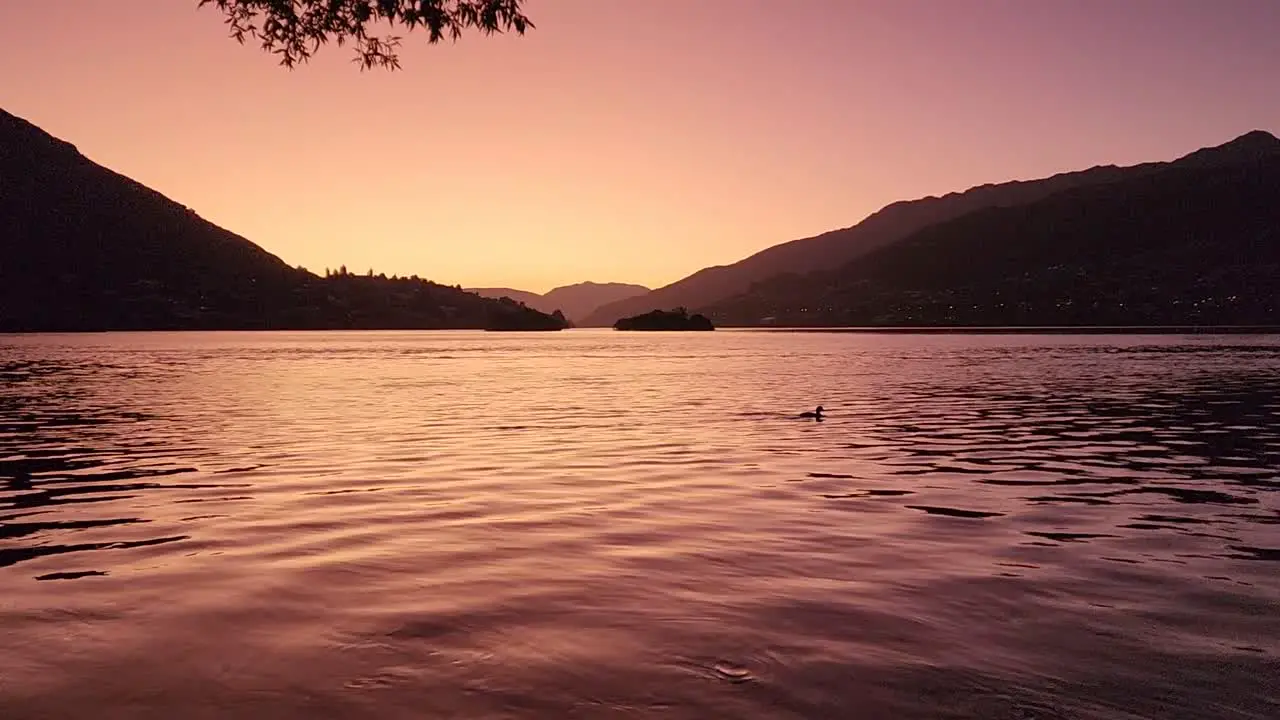 Sunset at Frankton beach Queenstown New Zealand