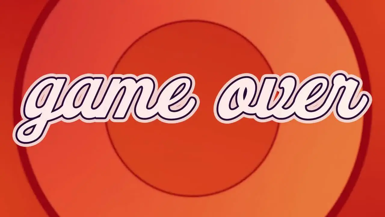 Digital animation of game over text against concentric circles effect on orange background