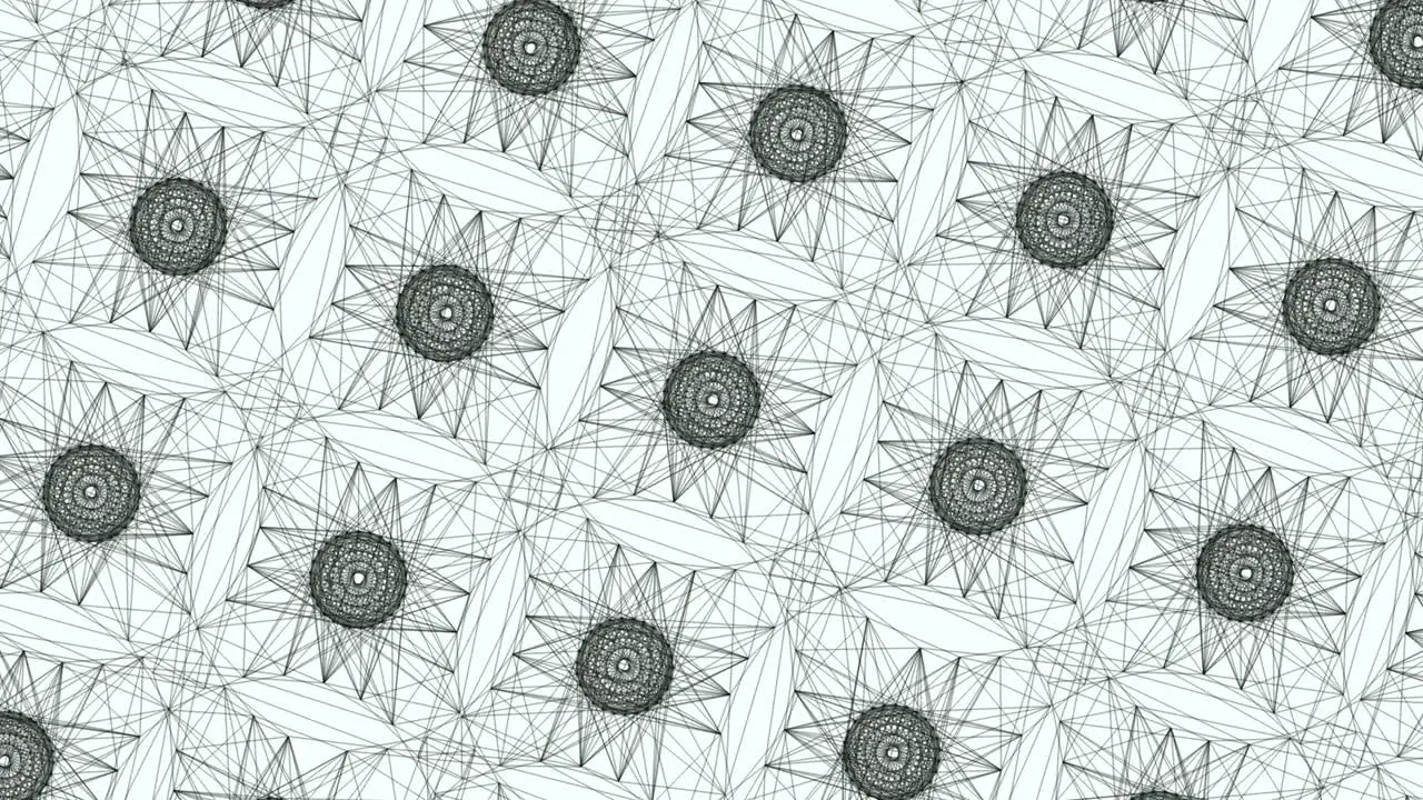 Symmetrical grid of overlapping black and white circles