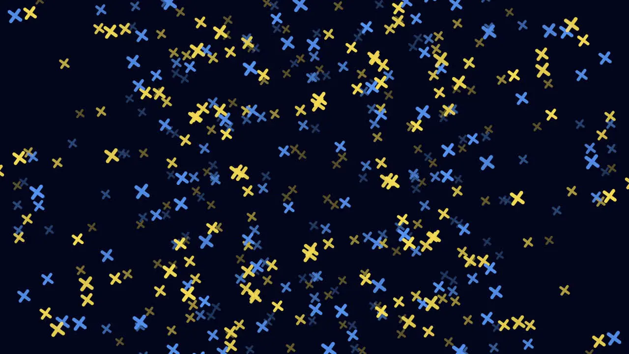 Intricate cross pattern yellow and blue dots on black background