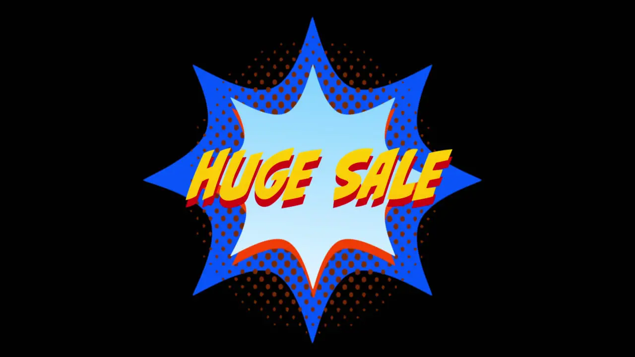 Words Huge Sale in front of blue explosion effect 4k