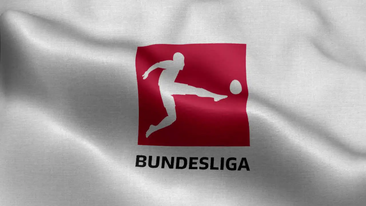 White 4k animated loop of a waving flag of the Bundesliga Logo