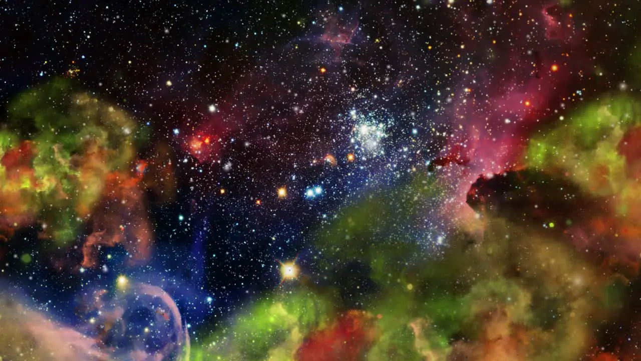 colorful nebula clouds in the approaching universe zoom in