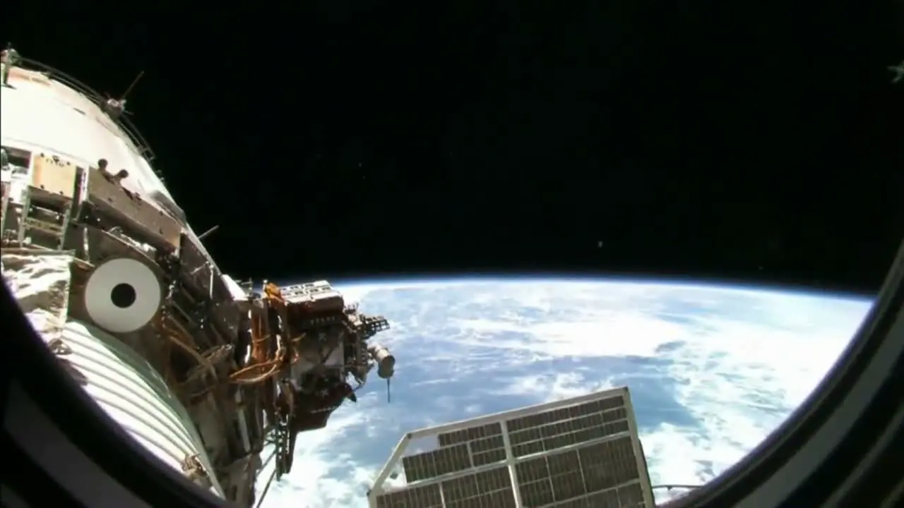 Pov Through The Porthole Of The Space Shuttle Of Earth