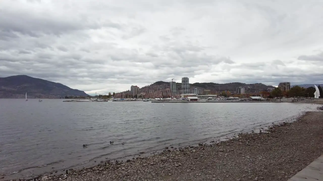 Waterfront Kelowna Skyline Overcast Fall