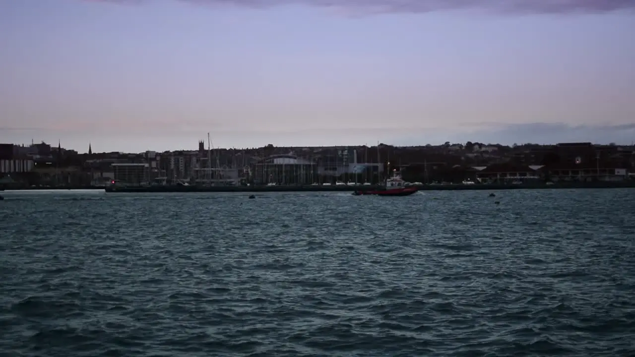 The last of the boats coming into the harbour for the night