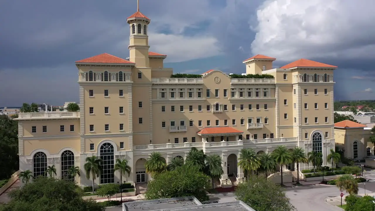 Building in Clearwater Florida with a storm brewing nearby