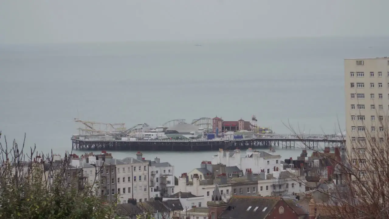 Brighton Pier and surrounding buildings Cloudy Day