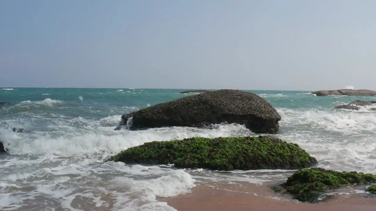 Ocean Wave crushing coast  Awesome power of waves breaking over dangerous rocks