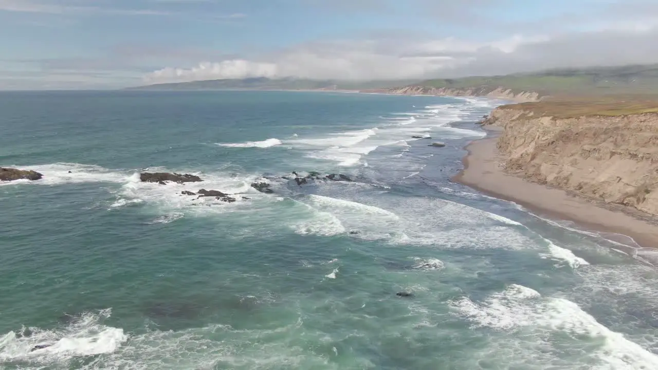 California coastal cliffs drone shot