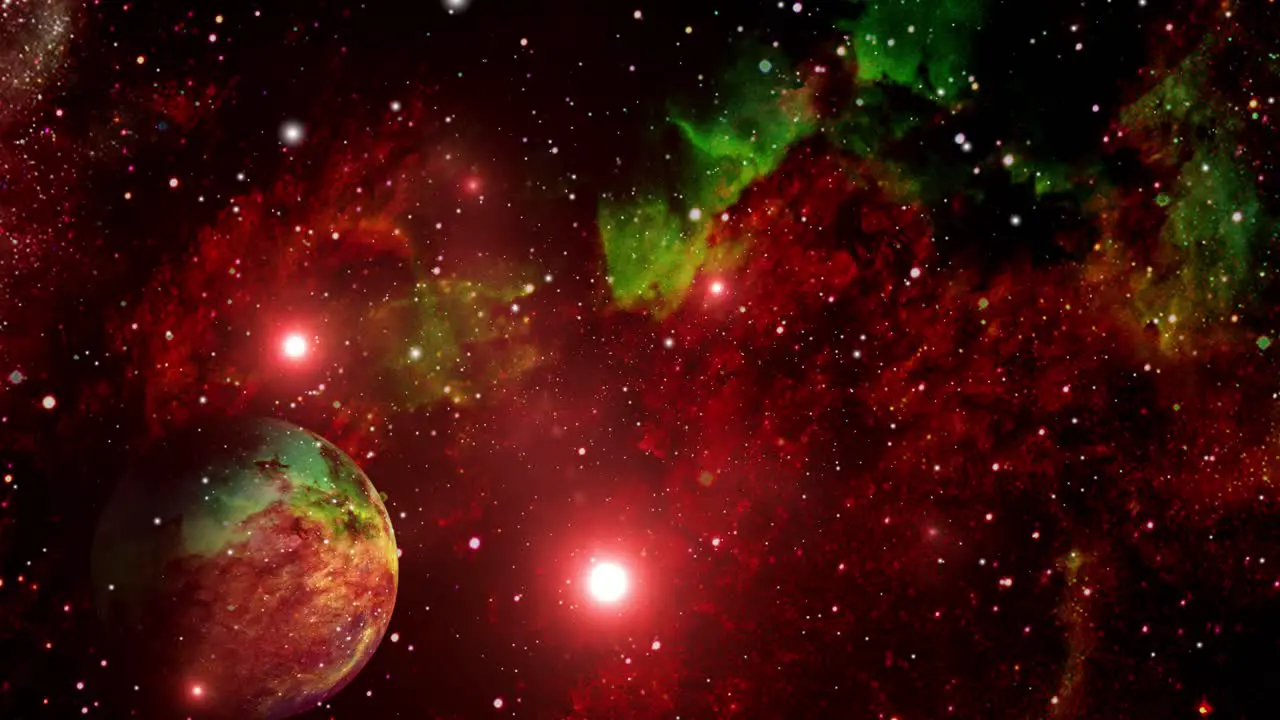 nebulae and a moving planet floating in the universe