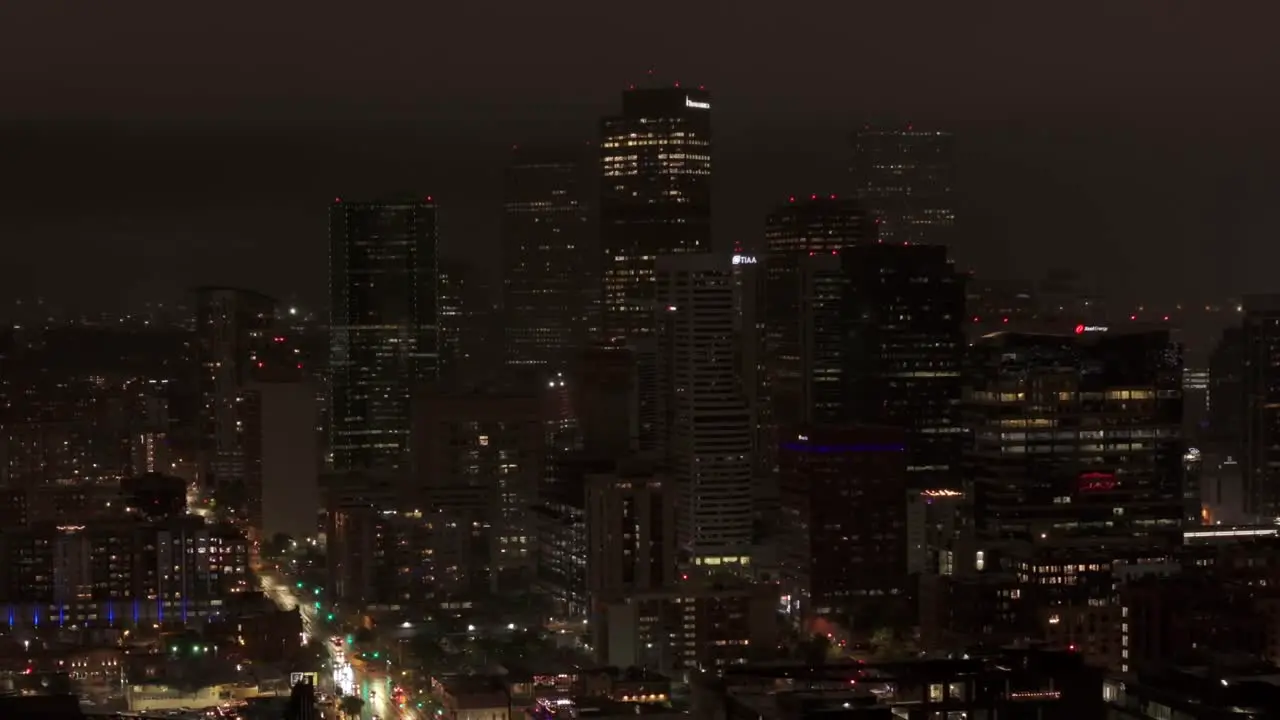 Dark night shot of Denver Colorado skyline