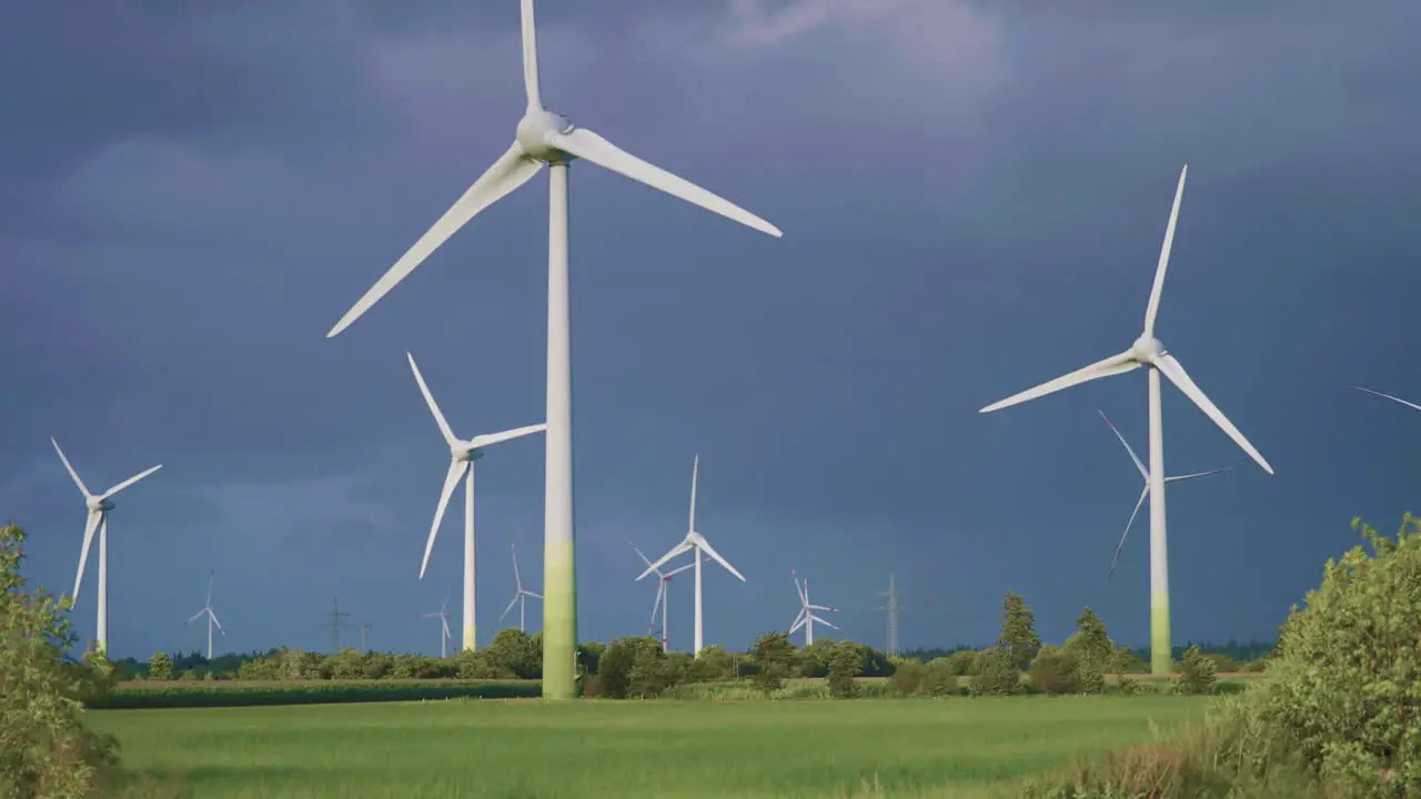 Rotating wind turbines in the green field