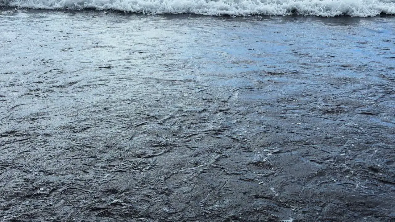 Calm relaxing beach sea water waves on sandy beach in Tenerife Spain