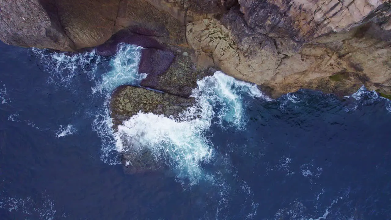 Waves hiting the Rocks Drone Shot