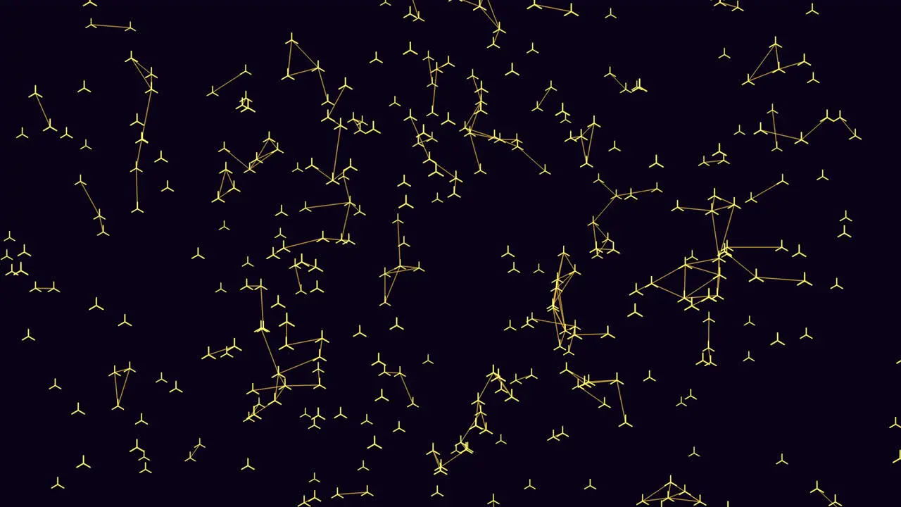 Futuristic triangles connected lines in dark space