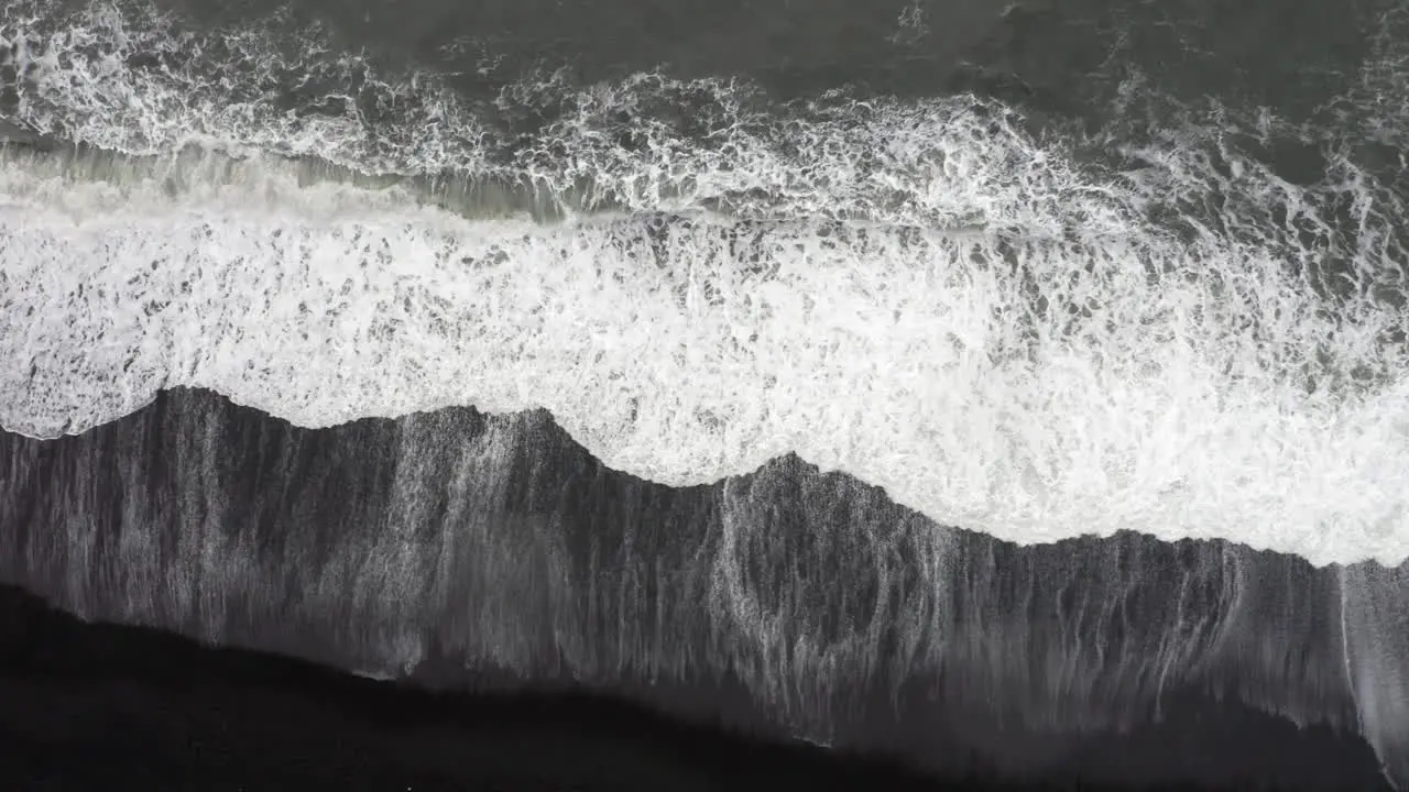 Aerial Top down view of Reynisfjara beach