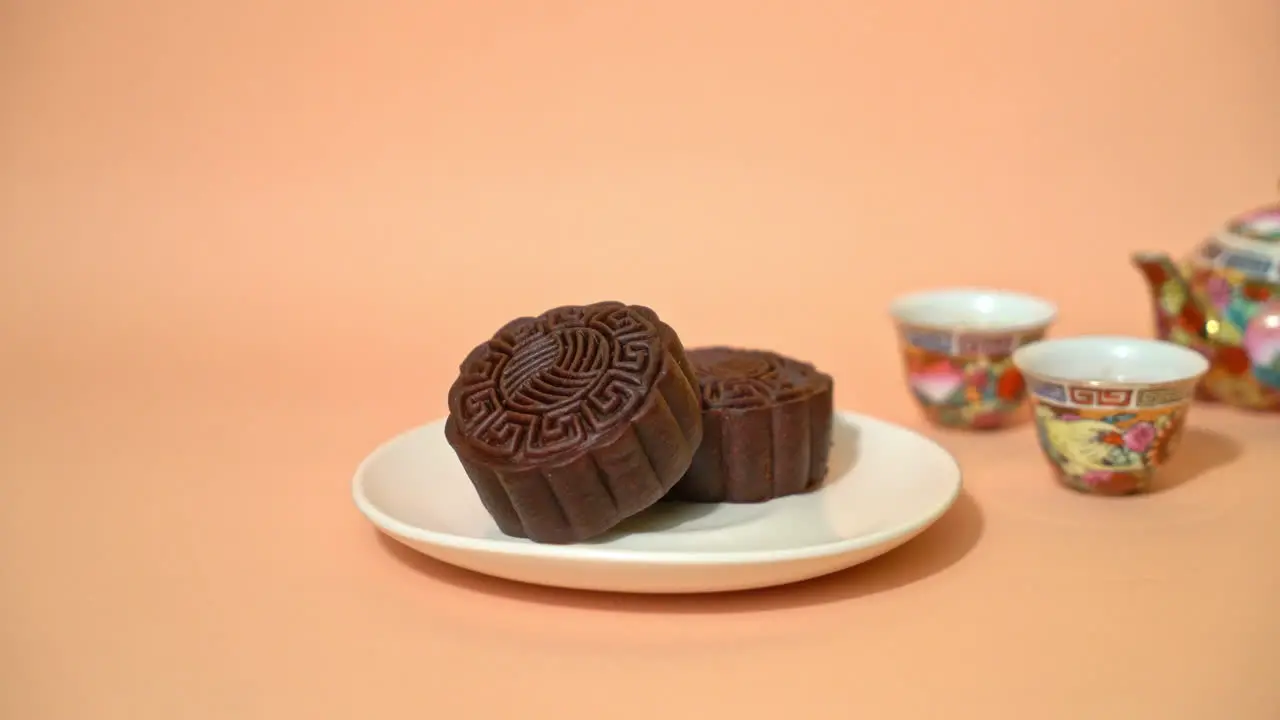 Chinese moon cake dark chocolate flavour for Mid-Autumn Festival