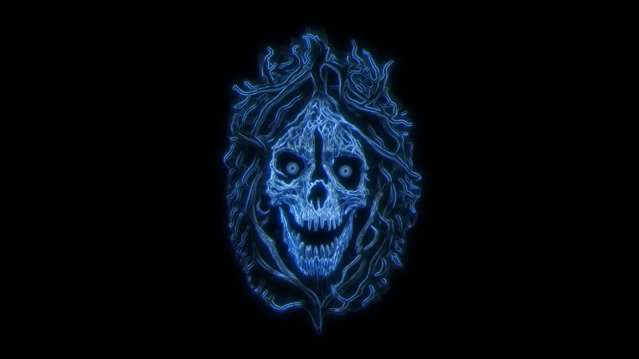 Halloween blue skeleton ghost loop in 3840 on 2160 high resolution