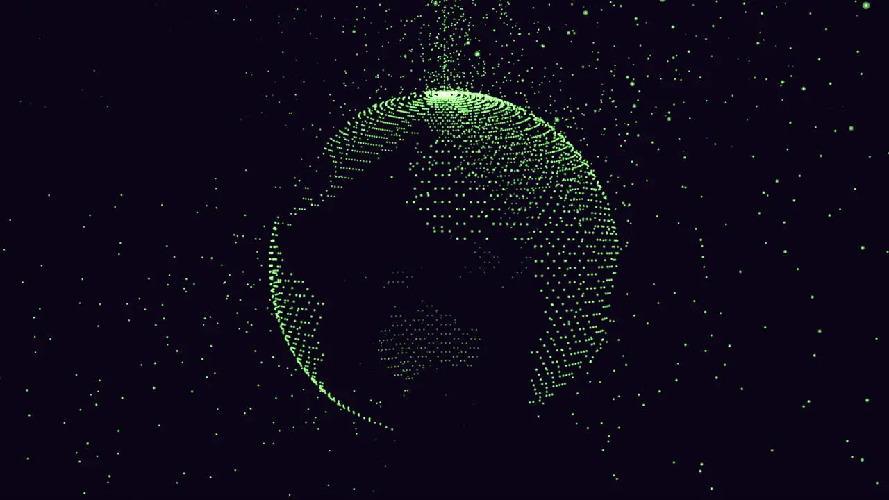 Abstract futuristic sphere with neon dots in dark space