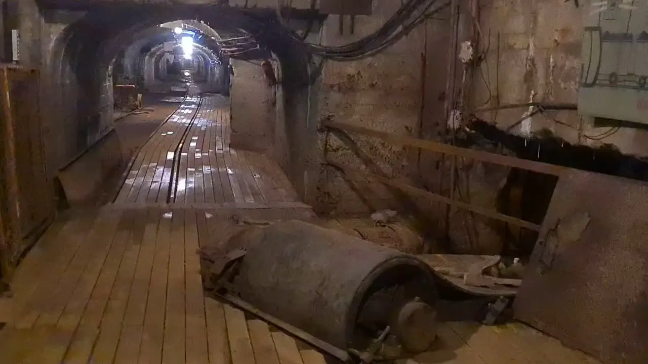 Long and narrow underground tunnels in coal museum in Estonia Ida Virumaa Kaevandus Muuseum