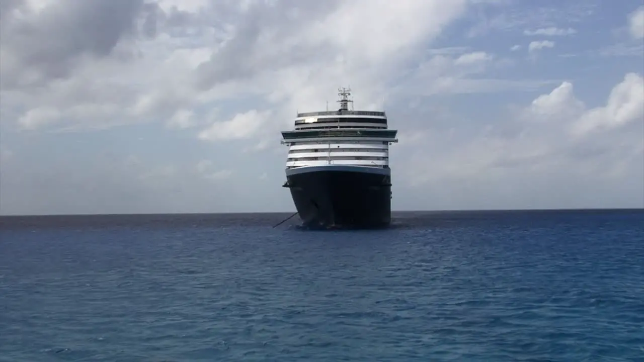 Cruise ship Westerdam anchored near Half Moon Cay island