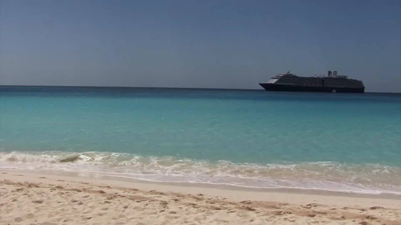 Noordam cruise ship anchored near Half Moon Cay island