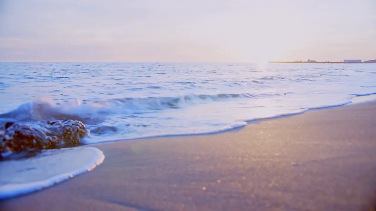 Bright sunset with ocean waves