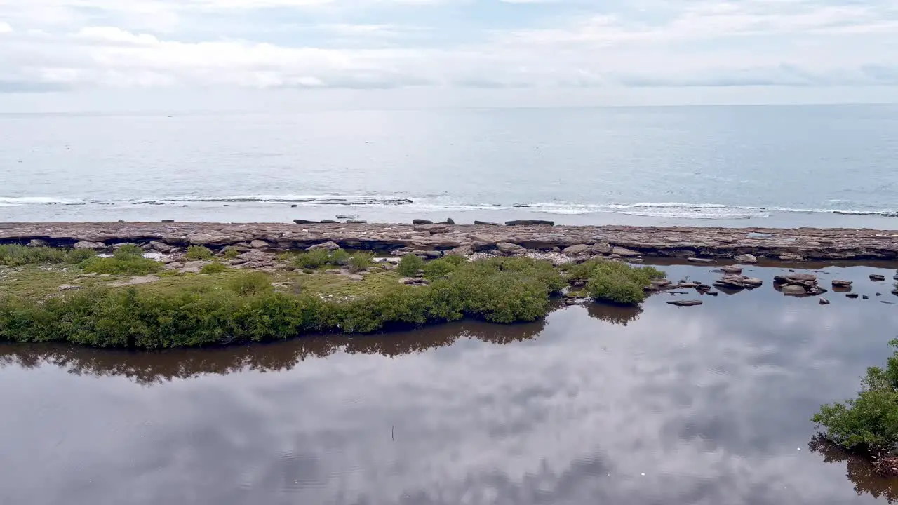 Los Cuadritros beach and lagoon with mangroves San Cristobal in Dominican Republic