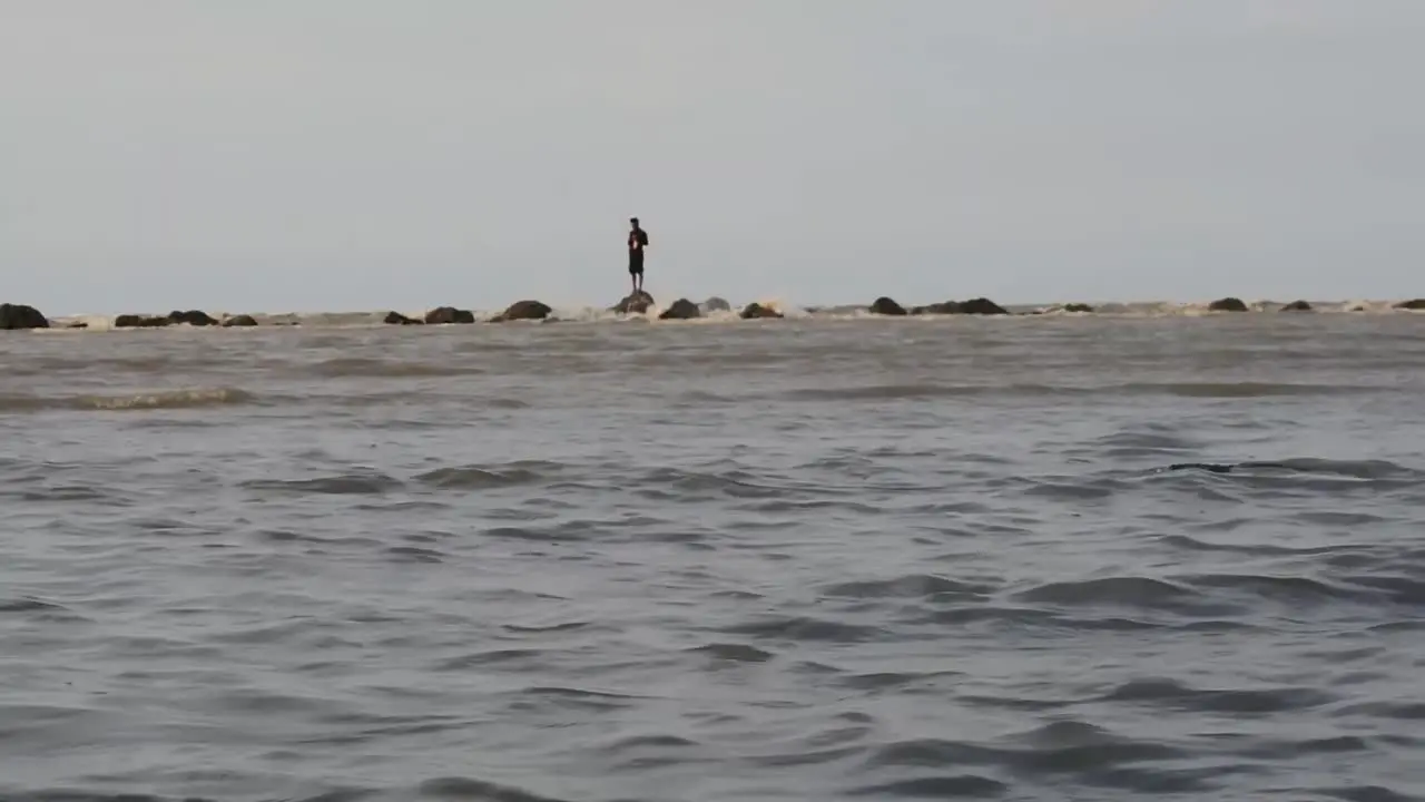 low shot of waves on the kartini beach rembang central java on September 18 2022