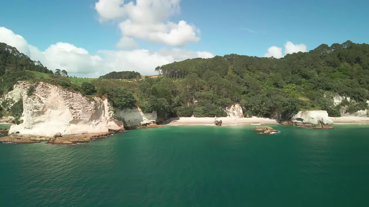 Flying around limestone rocks in The Coromandel