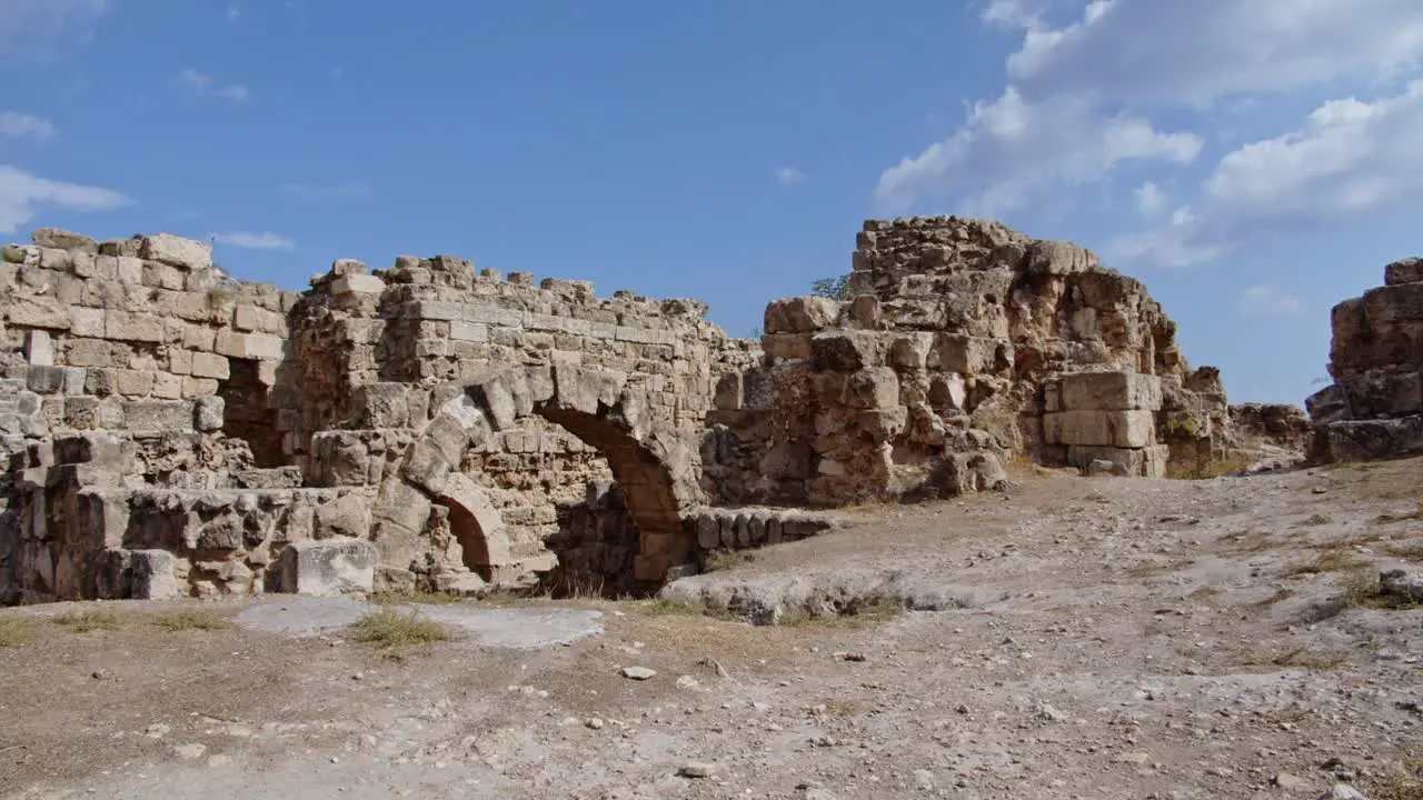 Historical ancient limestone walls of Salamis city in Cyprus