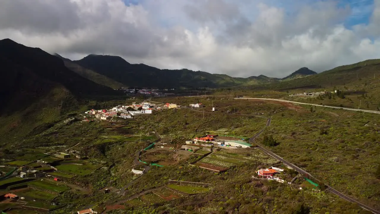 Small mountains towns of Tenerife island aerial drone view