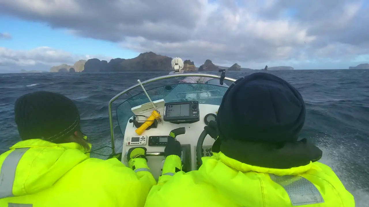 Icelandic Search And Rescue Coast Guard Brave Very High Seas In A Zodiac Boat And High Waves In The Westman Islands Iceland