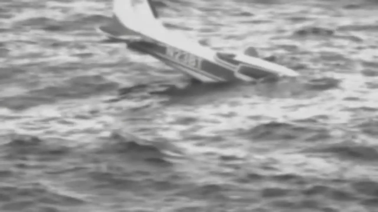 News Style Footage Of A Light Plane Crashing Into The Ocean 1