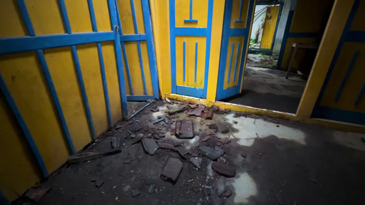 Roof tiles that fell on the floor of an old house